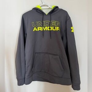 Under Armour Charcoal Hoodie with Neon Yellow Details (Men’s, size L)